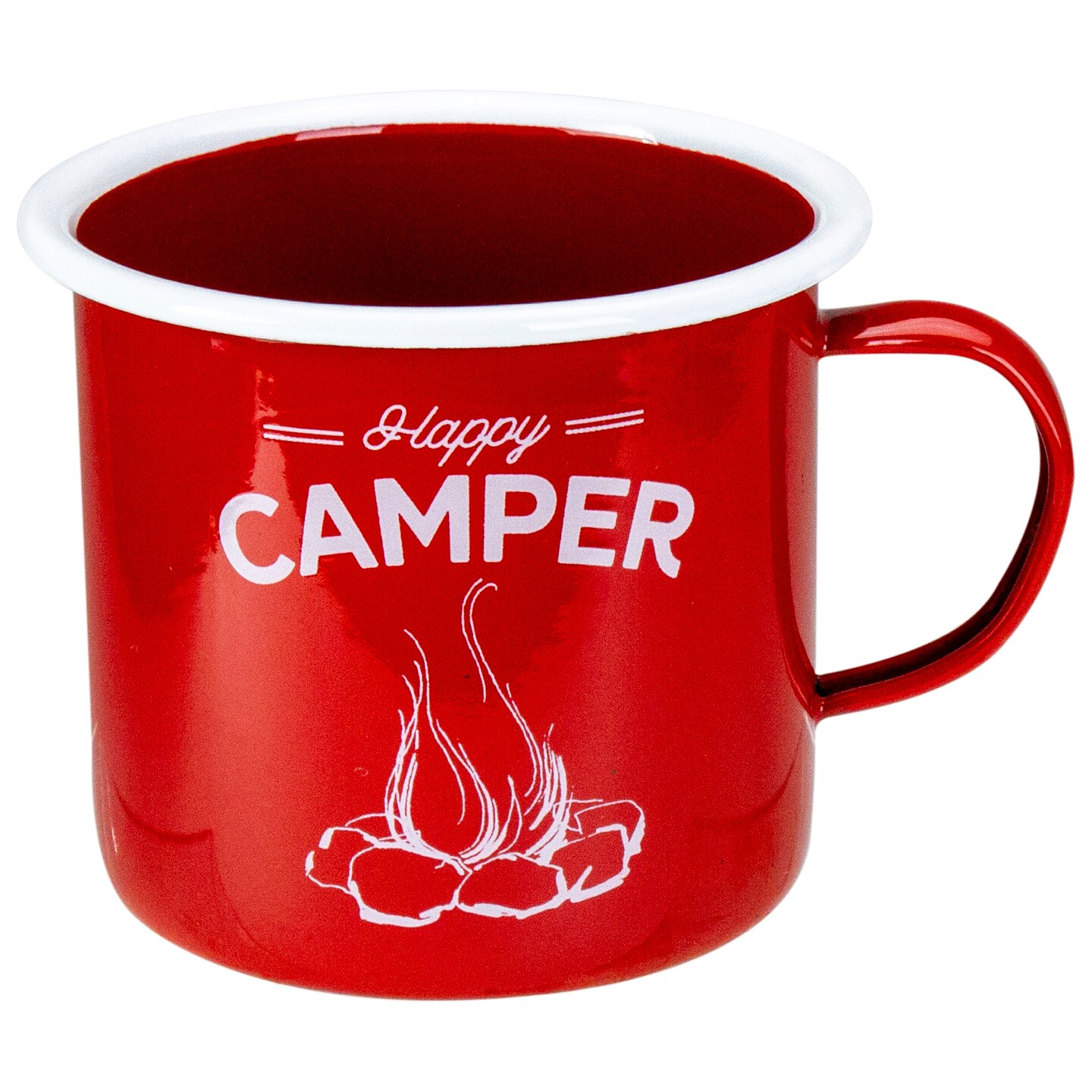 Raz 5.5&#x201D; Red and White Happy Camper Mug