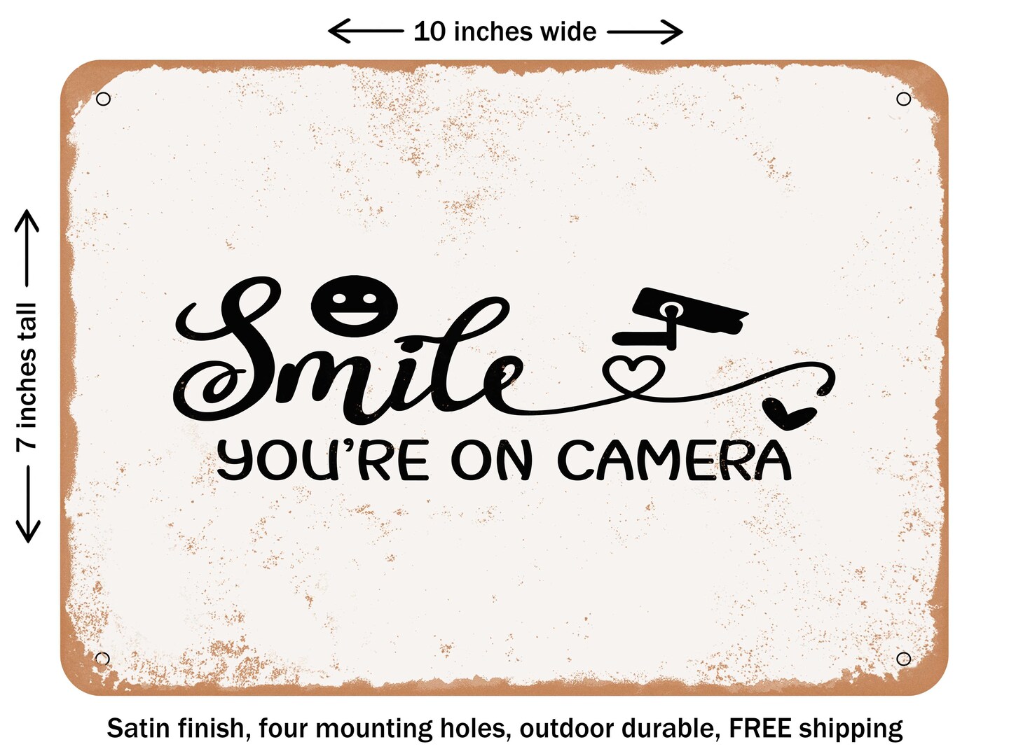 Rusty Camera. Sign DECORATIVE METAL SIGN - Smile You're On Camera - Vintage Rusty Look ...
