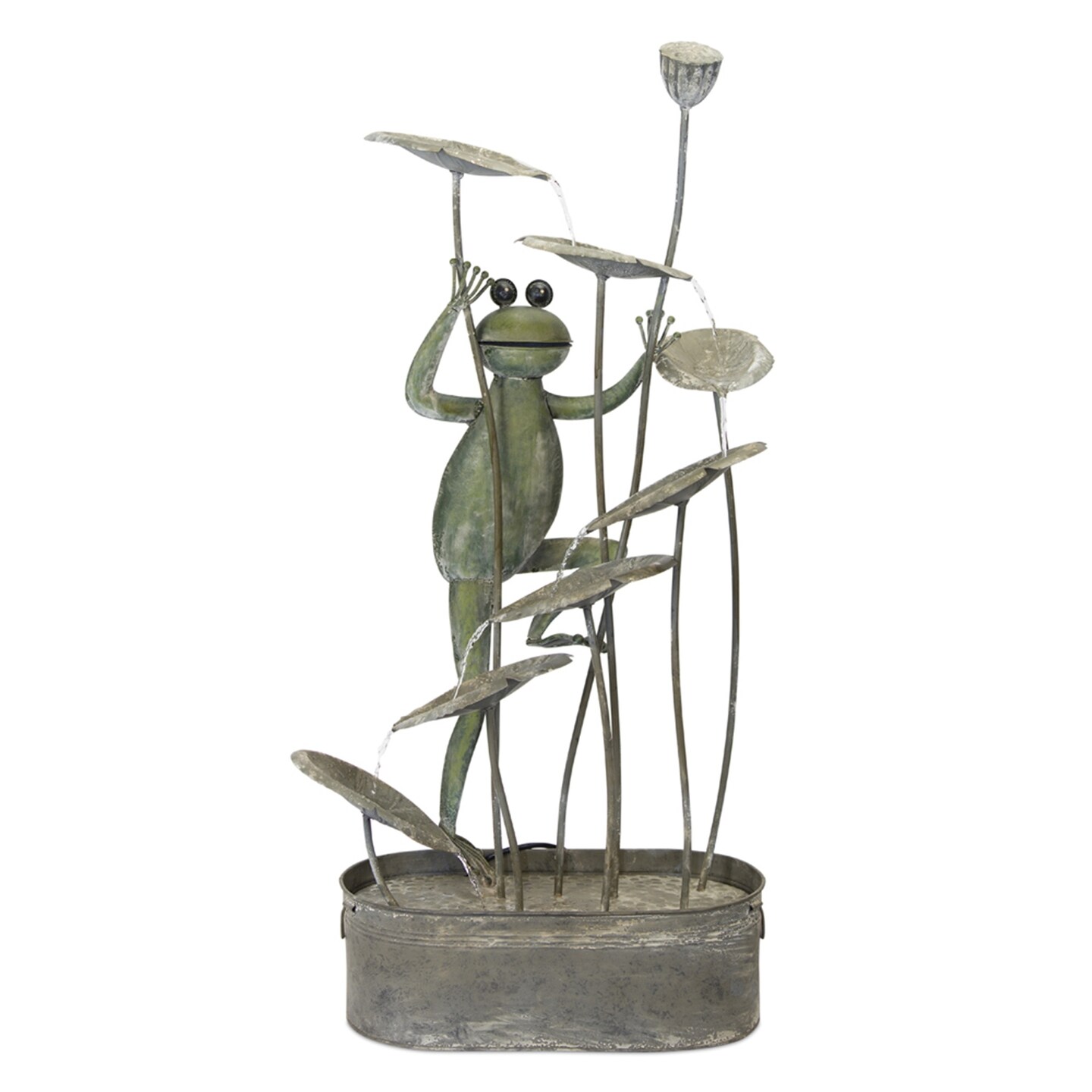 Melrose Frog with Foliage Outdoor Garden Water Fountain - 47.25&#x22;