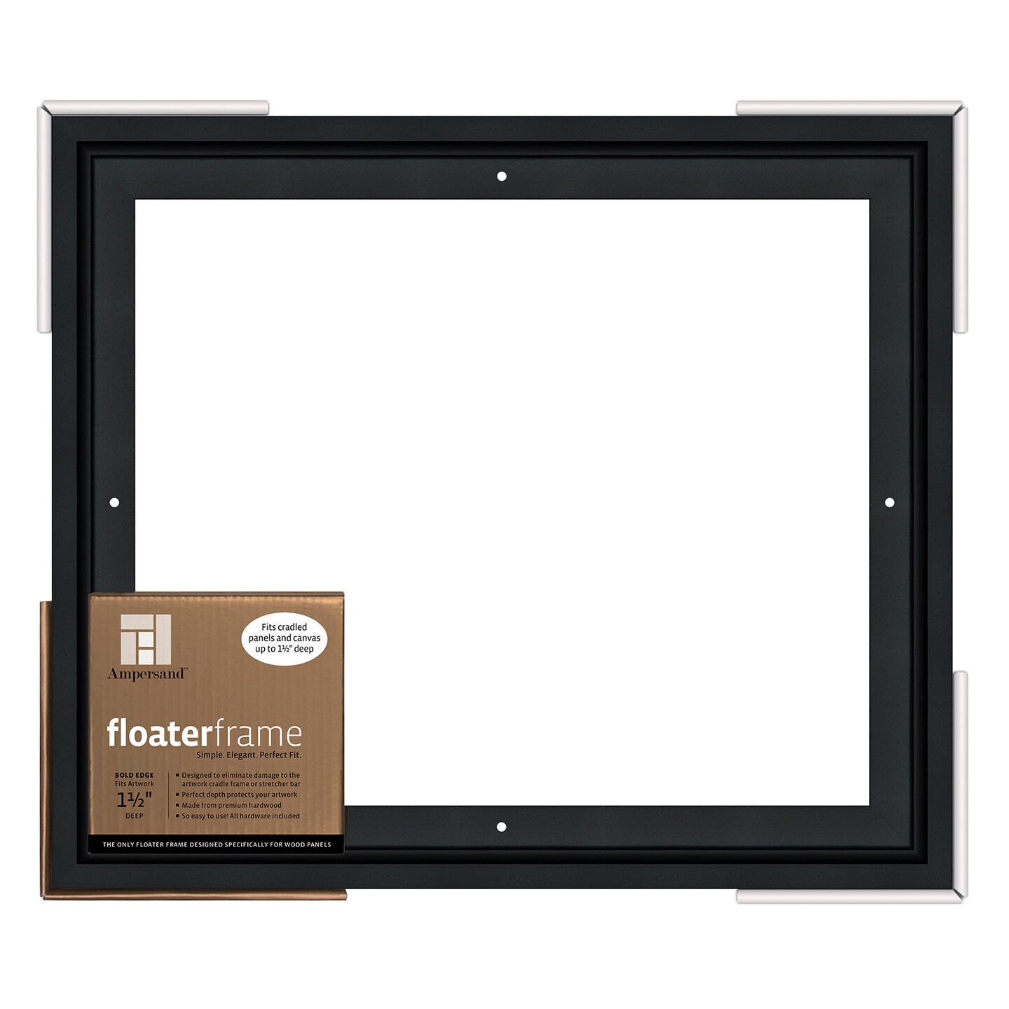 Ampersand Art Floaterframe, Bold Edge, 1-1/2&#x22;, 11&#x22; x 14&#x22;, Black