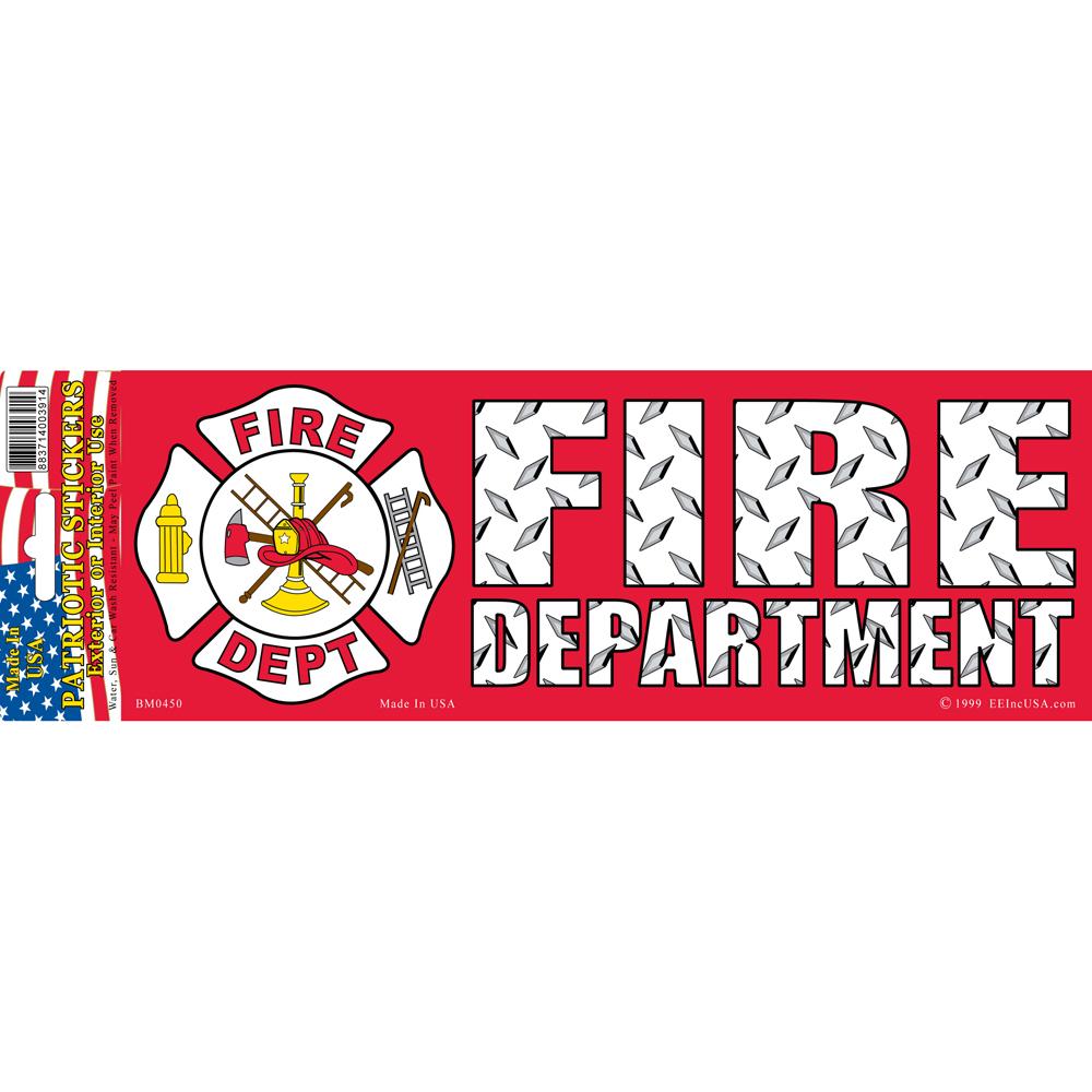 Fire Department Bumper Sticker 3-1/4&#x22;X9&#x22;