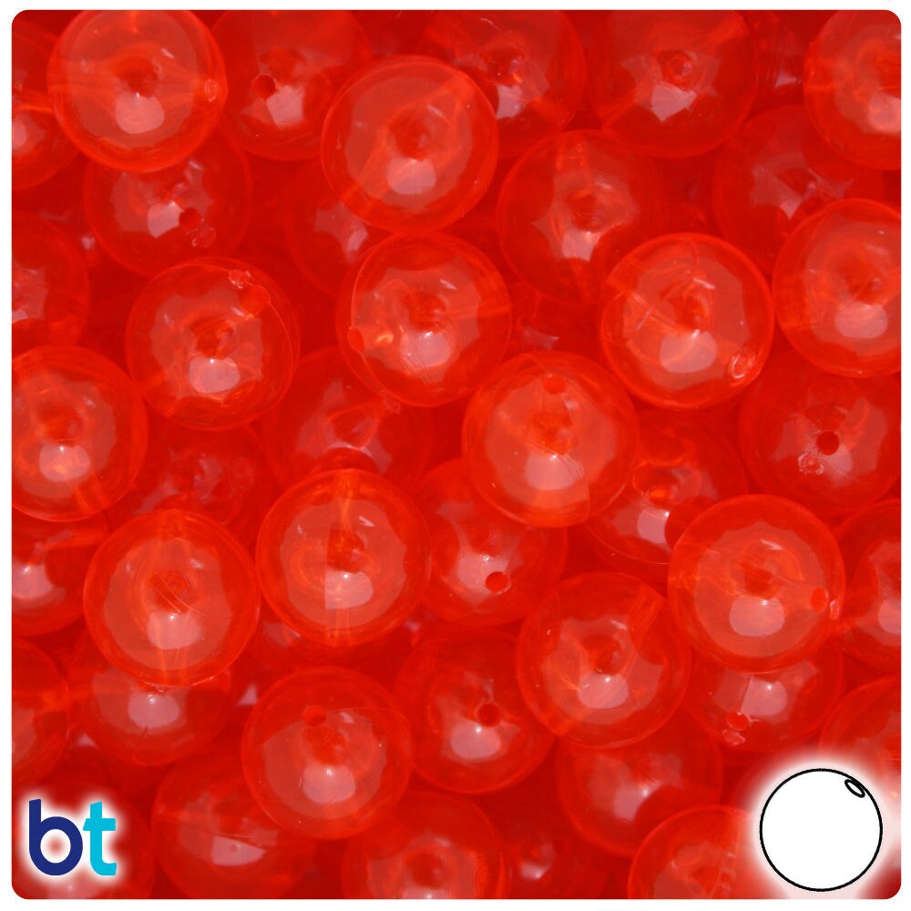 BeadTin Hyacinth Transparent 14mm Round Plastic Craft Beads (36pcs)