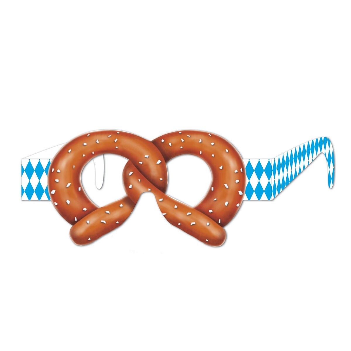 Beistle Club Pack of 144 White, Blue and Brown Salted Pretzel Eyeglasses
