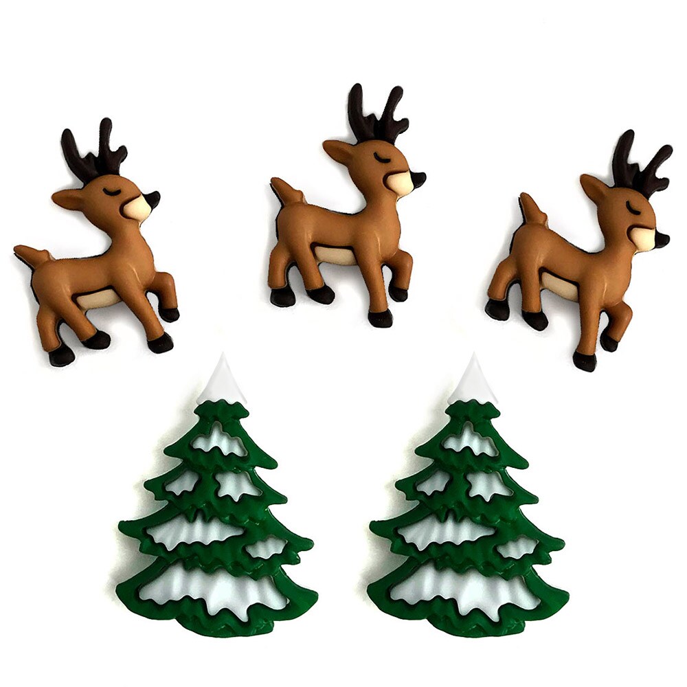 Buttons Galore Reindeer Fun Christmas Craft Buttons - 15 Sewing &#x26; Craft Buttons