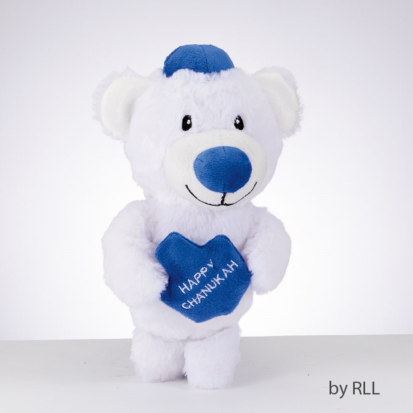 Rite Lite 8.5&#x22; White and Blue &#x22;Chewdaica&#x22; Plush Bear Hanukkah Dog Toy
