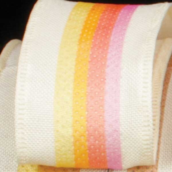 The Ribbon People White and Yellow Wired Craft Ribbon with Stripes 1.5&#x22; x 40 Yards