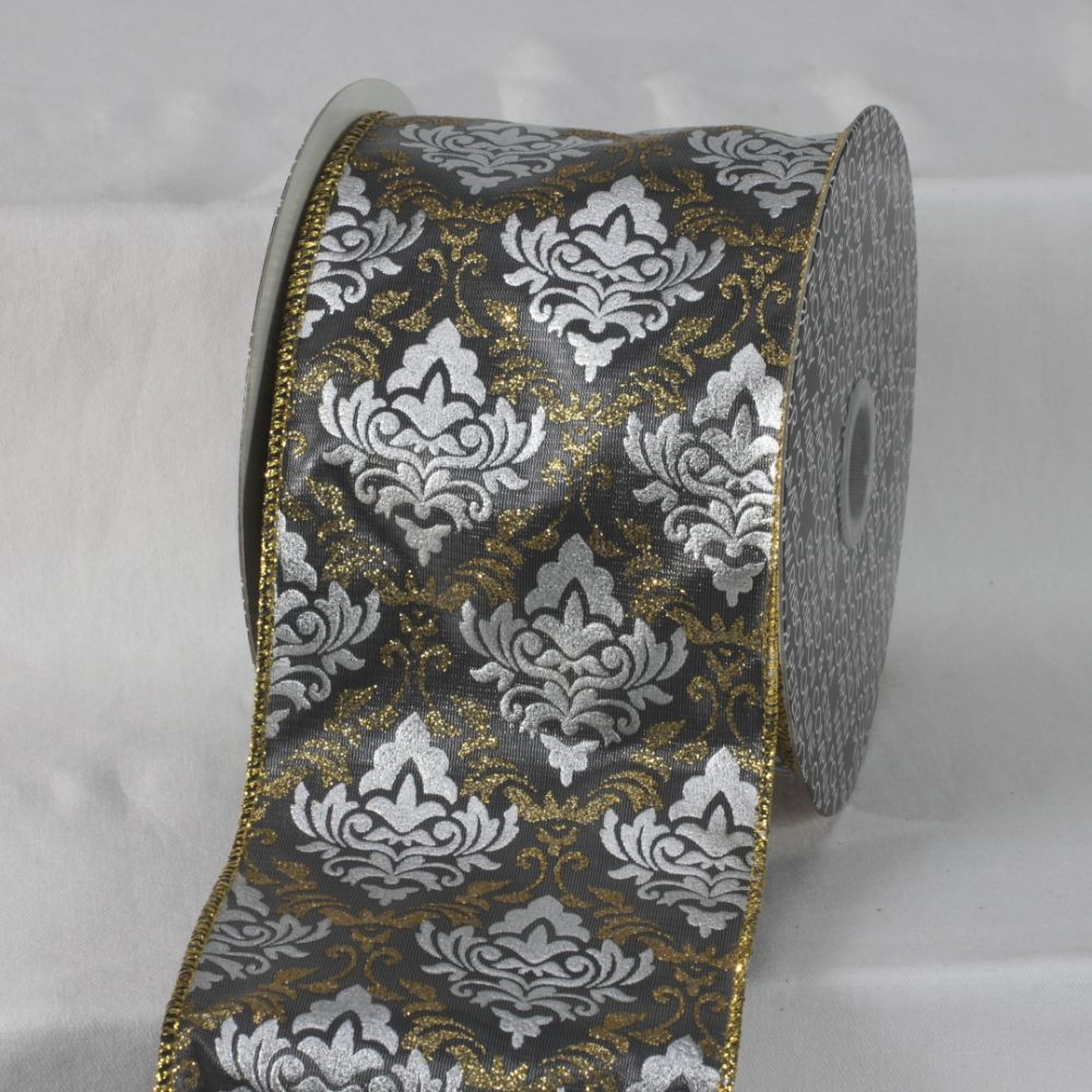 The Ribbon People Gray and Gold Colored Traditional Style Ribbon 4