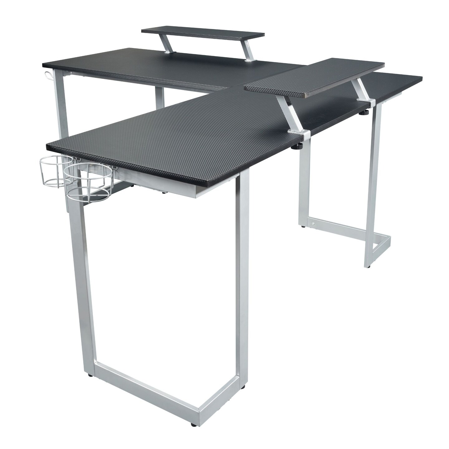 Techni Office Solutions 63&#x22; Black and White Unique Techni Sport Warrior L-Shaped Computer Gaming Desk