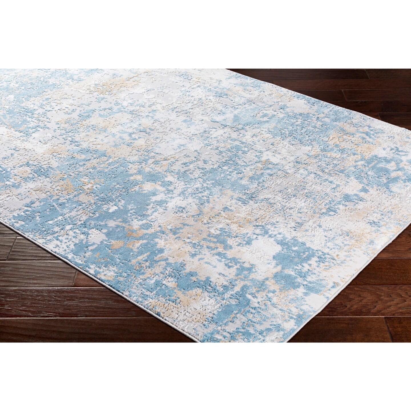 Tiwari Home 3&#x27; Distressed Blue and Brown Color Machine Woven Area Rug