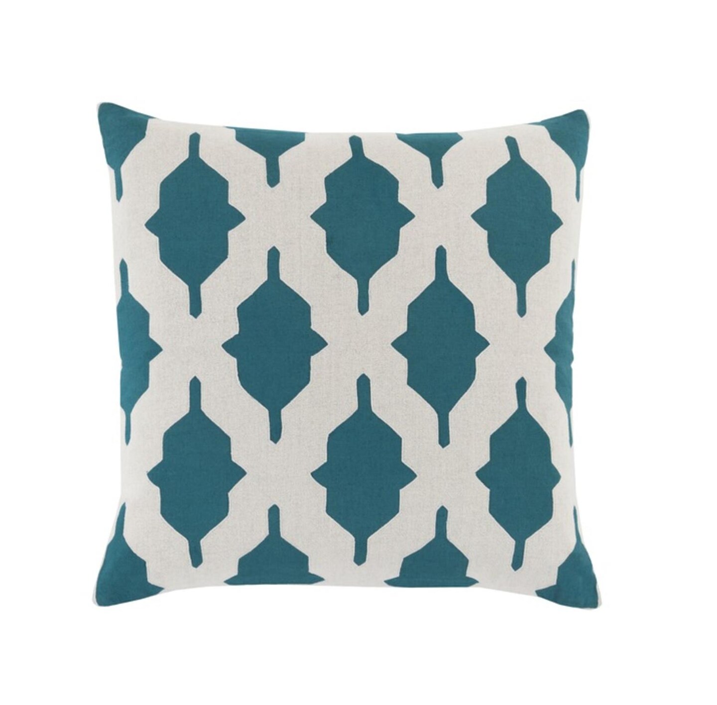 Diva At Home 20&#x22; Teal Blue and Gray Geometric Decorative Square Throw Pillow - Poly Filled