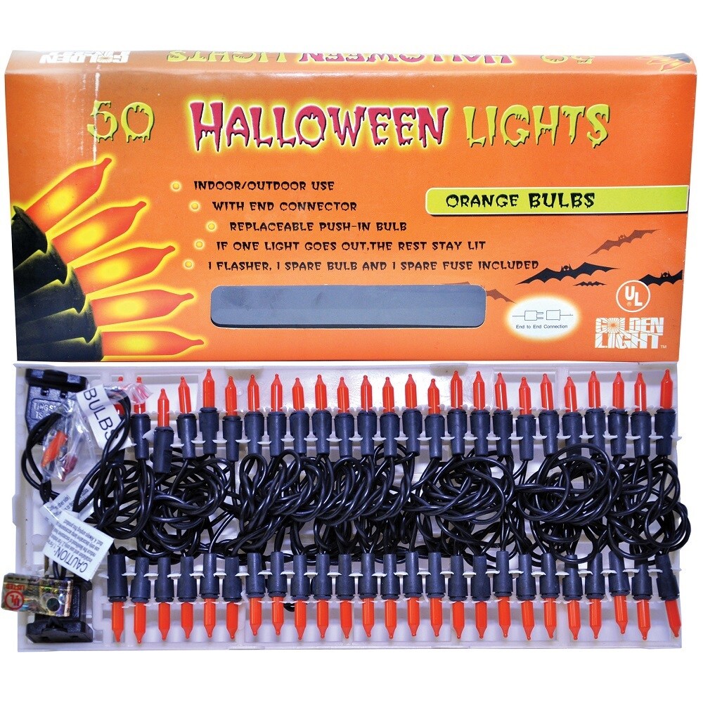 The Costume Center Mini Halloween Light Set - Orange - 50ct