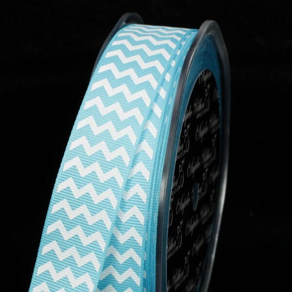The Ribbon People Blue and White Chevron Grosgrain Craft Ribbon 0.75&#x22; x 120 Yards