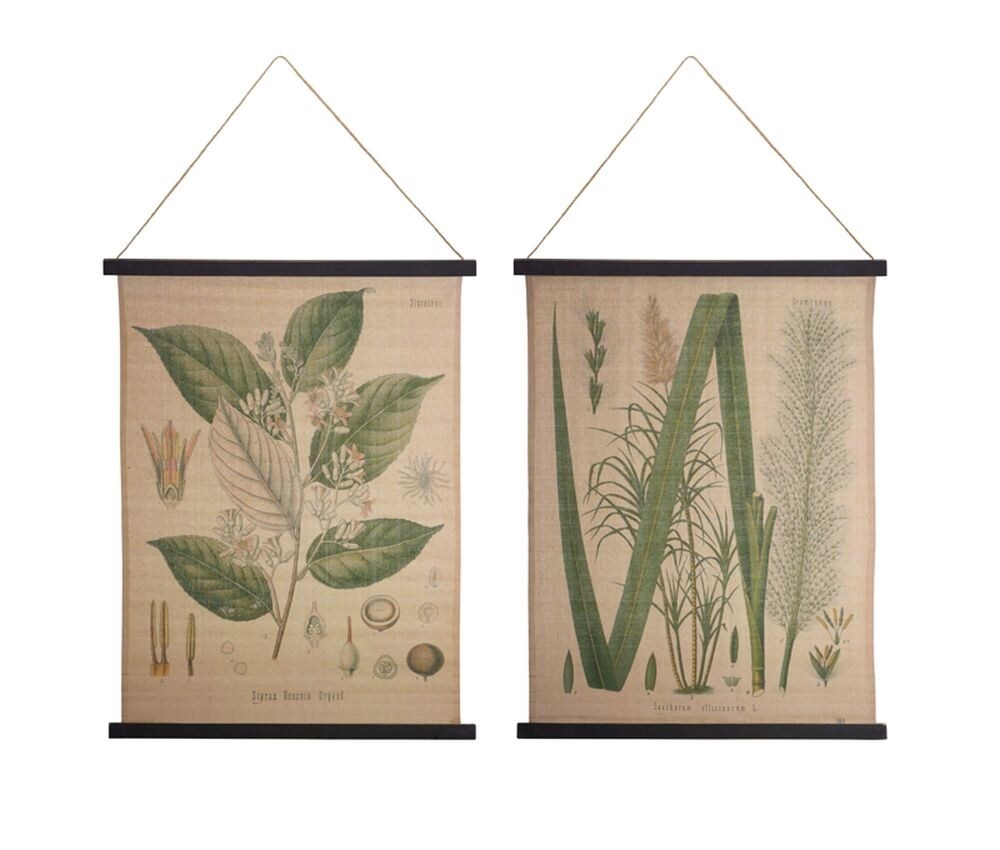 Melrose Set of 2 Miscellaneous Green Foliage Cotton Wall Hangings 32”