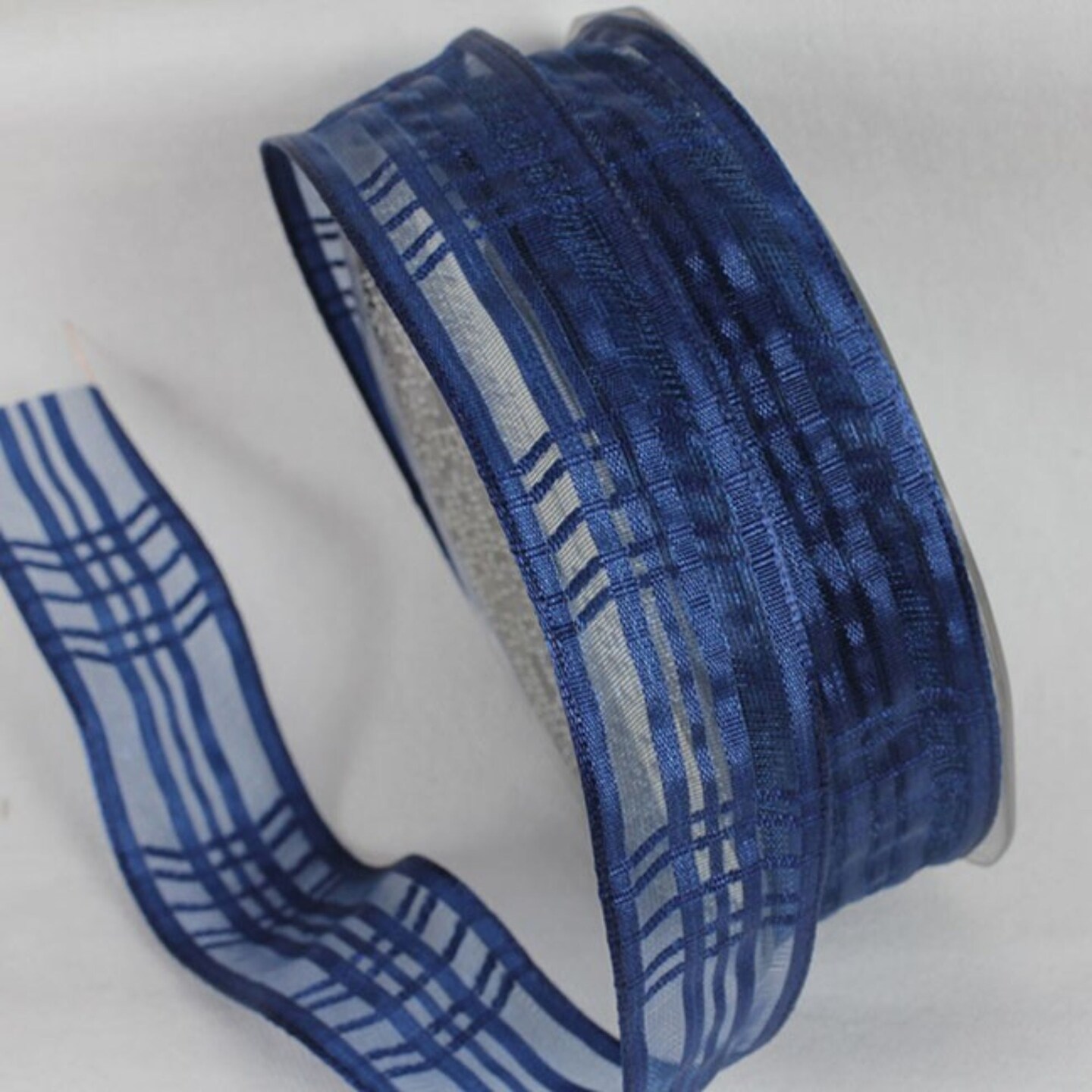 Patterned Blue Ribbon The Ribbon People Navy Blue Plaid Patterned French Wired Craft Ribbon 1 ...