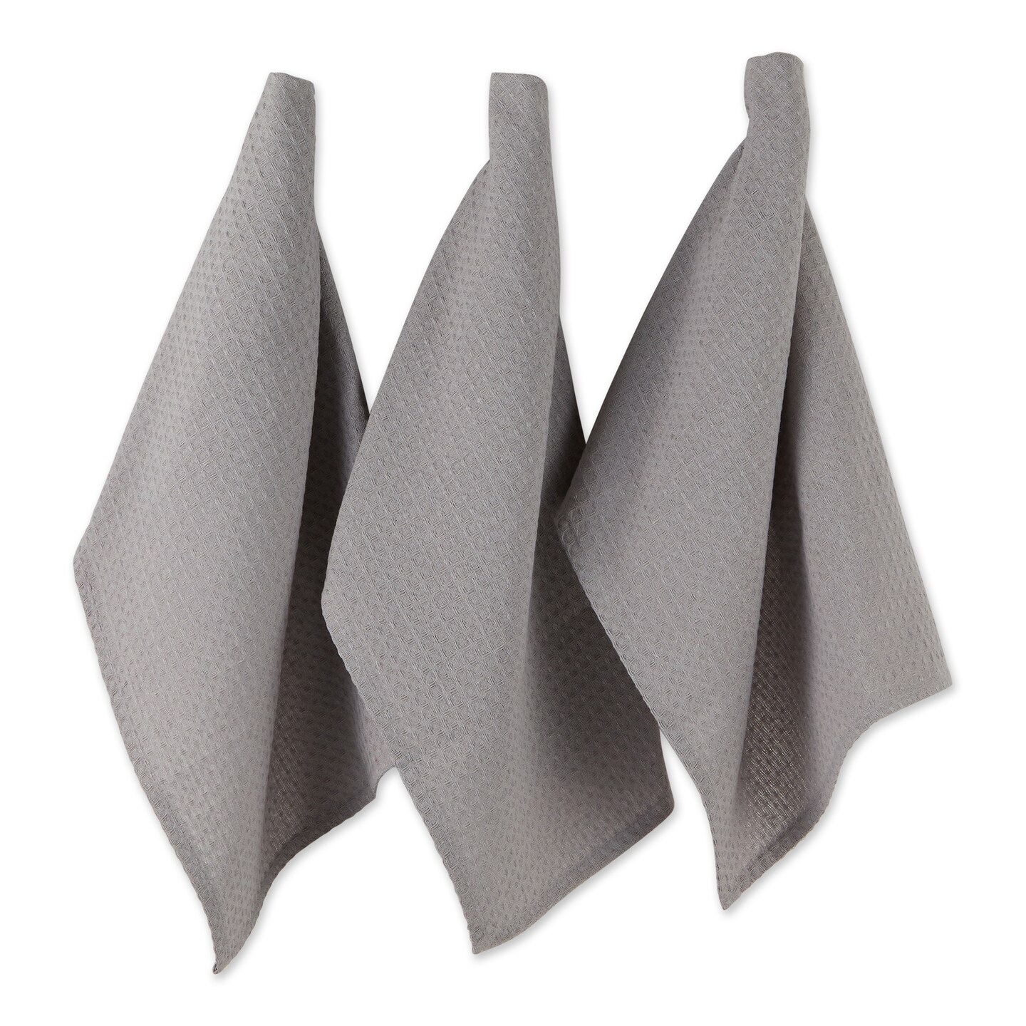 Contemporary Home Living Set of 6 Gray Recycled Cotton Waffle Dish Towel, 26&#x22;