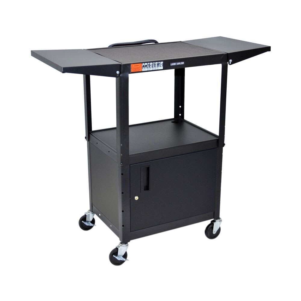 Luxor Office Multipurpose Adjustable-Height Steel AV Utility Cart - Cabinet, Drop Leaf