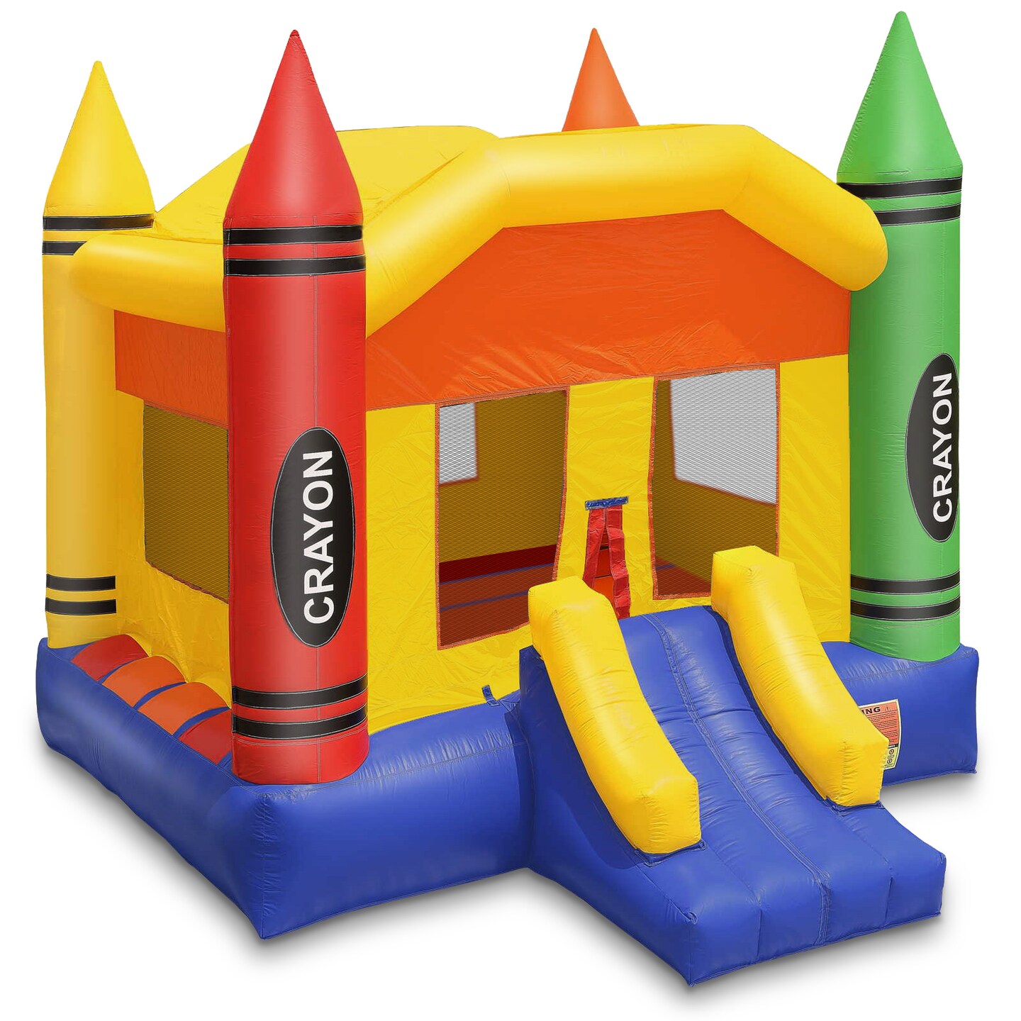 Cloud 9 Commercial Grade Crayon Castle Bounce House with Built-in Roof and Emergency Escape Hatch for Safety - 100% PVC 17&#x27; x 13&#x27; Bouncer - Inflatable Only