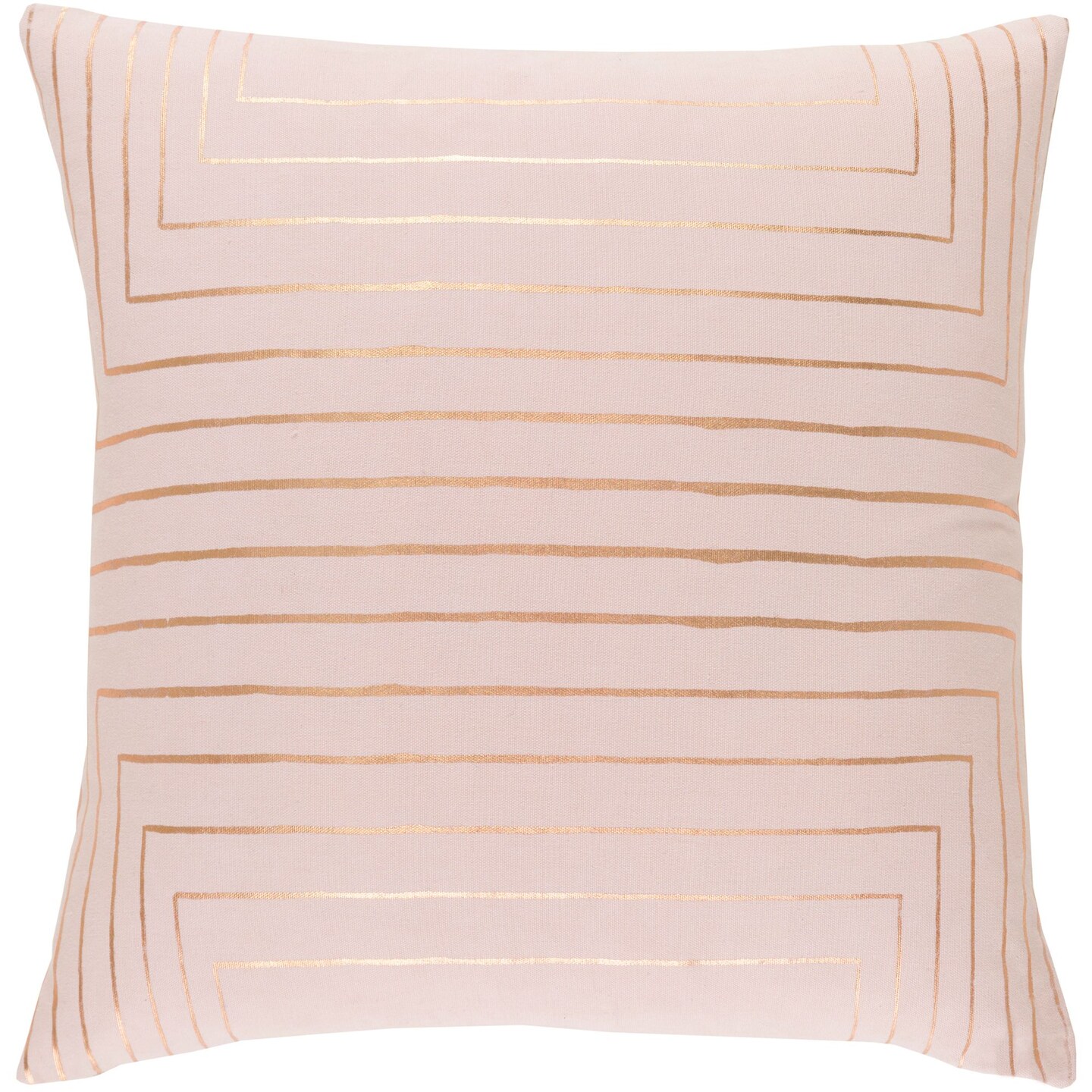Tiwari Home 22" Blush Pink and Metallic Copper Foil Printed Line Pattern Square Throw Pillow Cover
