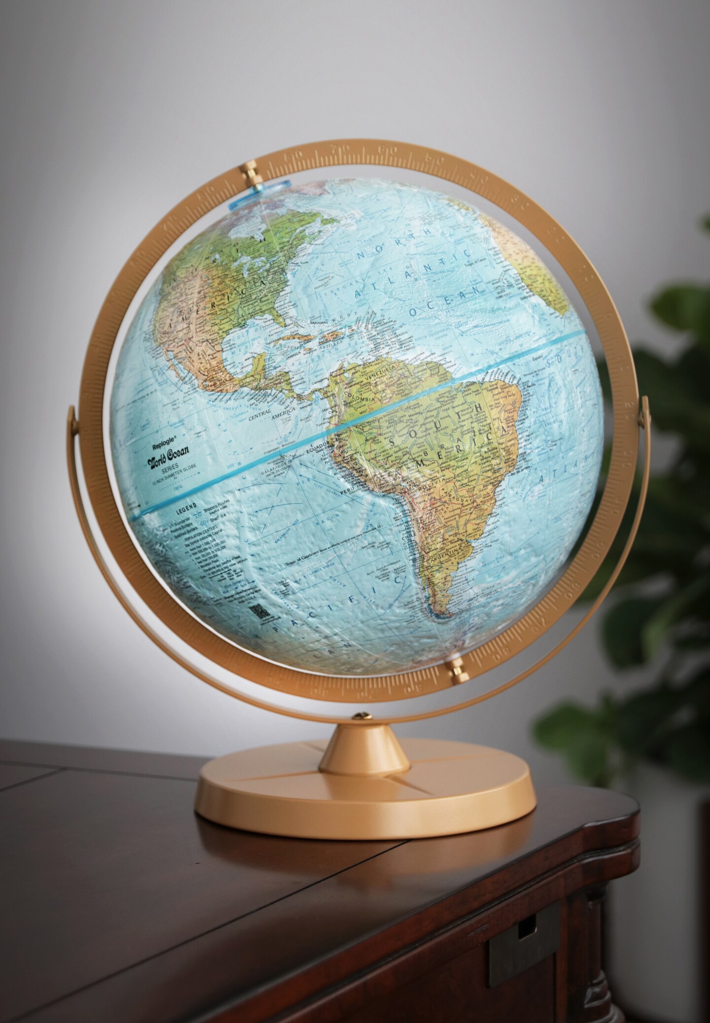 Atlantis 12" Diameter Blue Ocean World Globe with Full Meridian