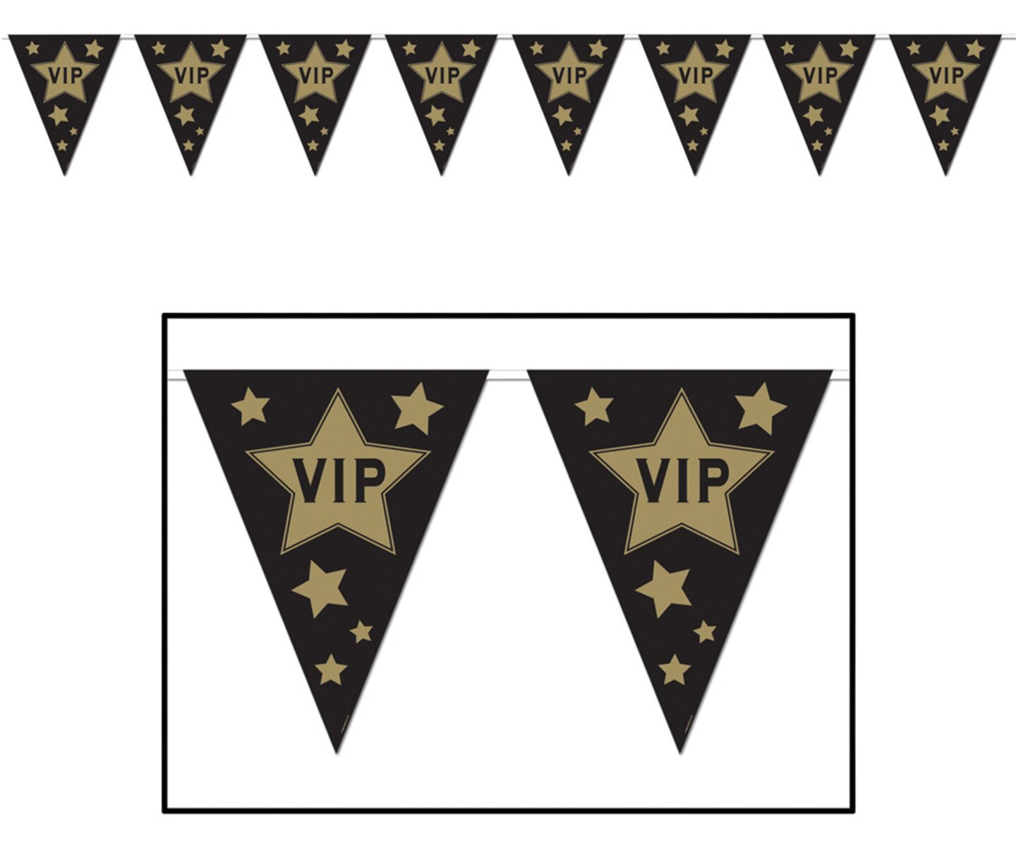 The Costume Center 12&#x22; Black and Brown VIP Pennant Hanging Banner Decor
