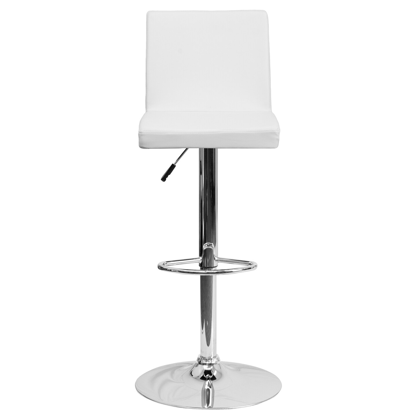 Flash Furniture 43.75&#x22; White and Silver Height Adjustable Bar Stool with Base