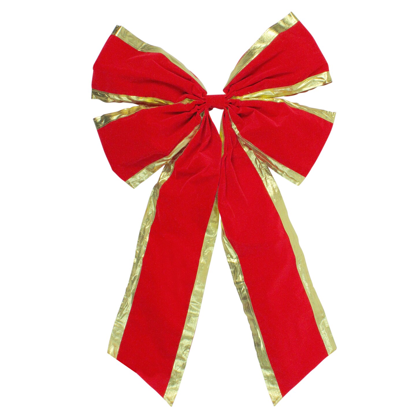 Northlight 18&#x22; x 30&#x22; Red 4-Loop Velveteen Christmas Bow with Gold Trim