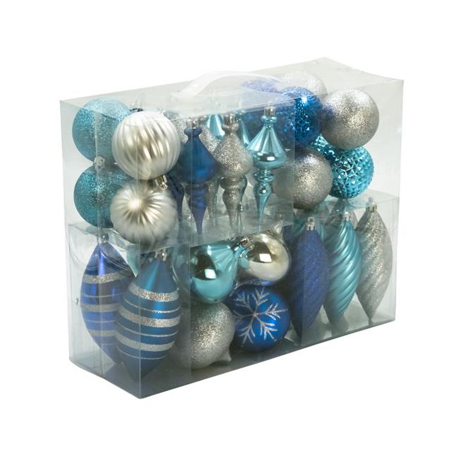 Queens of Christmas  Christmas Ornaments, Blue &#x26; Silver - Pack of 40