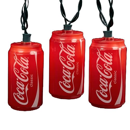 Kurt Adler 10 Red Blow Mold Classic Coca-Cola Can Party Christmas Lights - 9 ft Green Wire