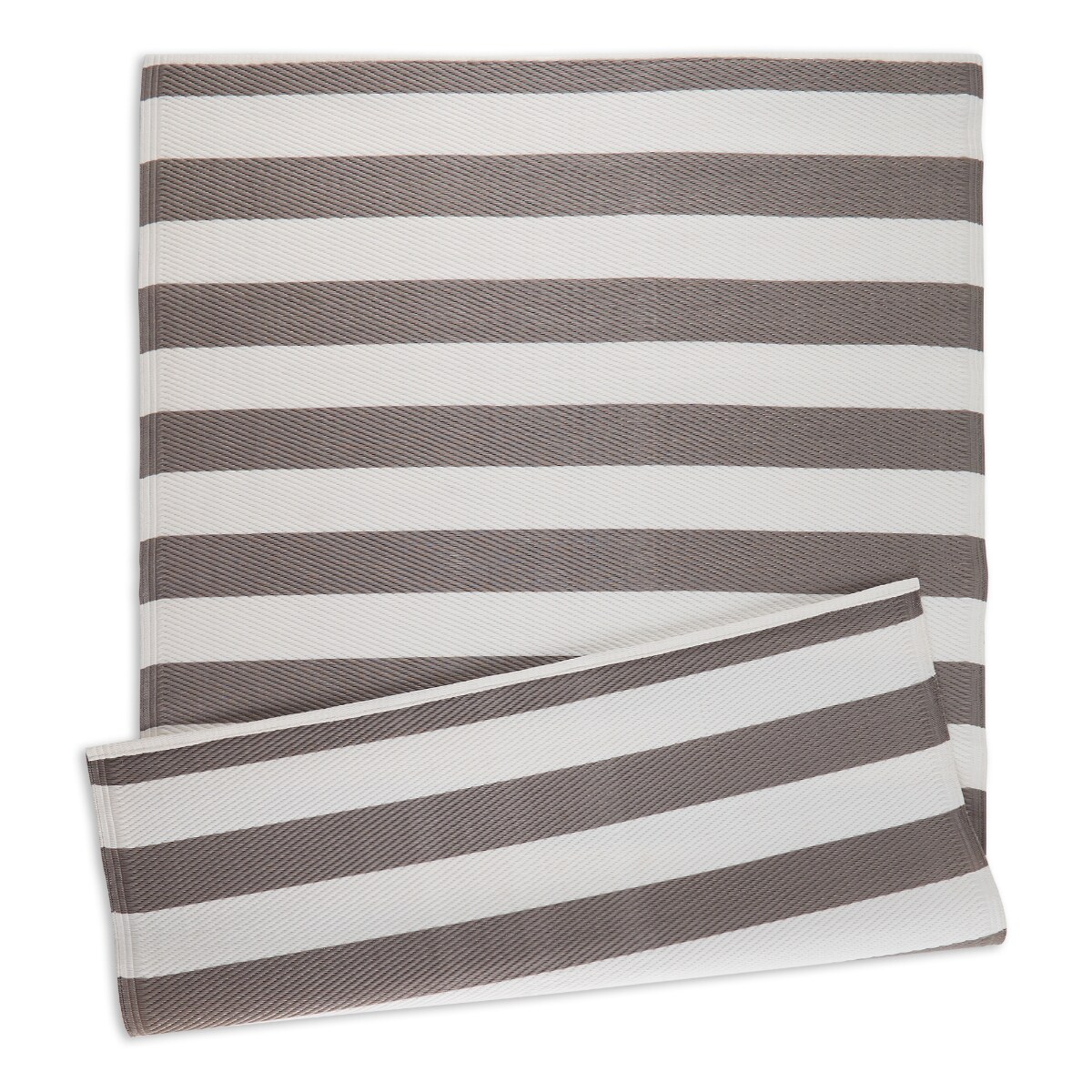 Contemporary Home Living 4' x 6' Striped Rectangular Outdoor Area Throw Rug - Gray and White