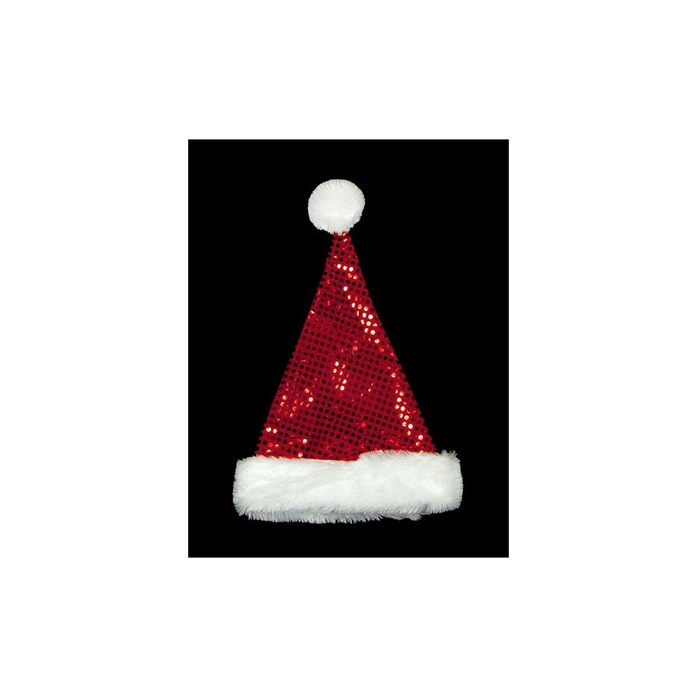 Northlight Unisex Adult Sequined Christmas Santa Hat - One Size - Red and White