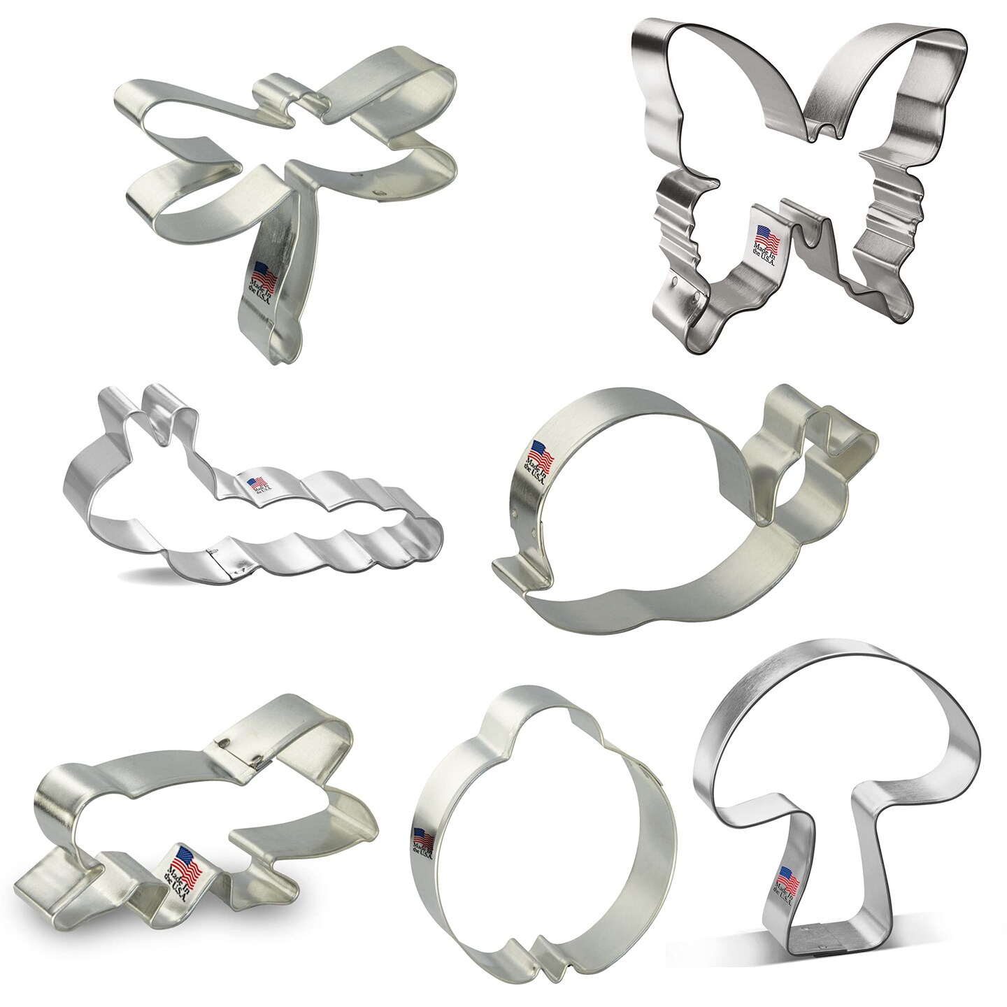 Insect Cookie Cutters 7 Pc Set, CookieCutter.com, Tin Plated Steel, Handmade in the USA