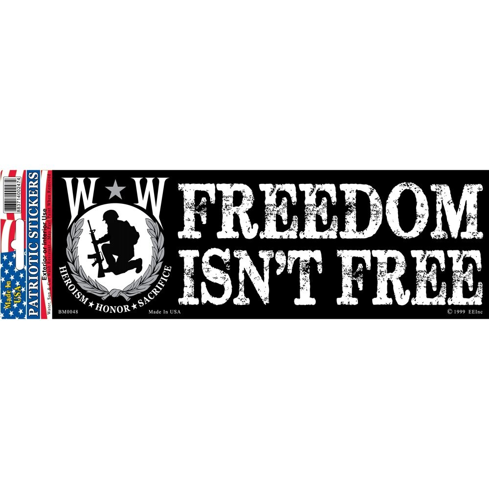 BM0048 Black Sticker-Wounded Warrior Freedom Isn&#x27;t Free (3.5x10&#x27;&#x27;)