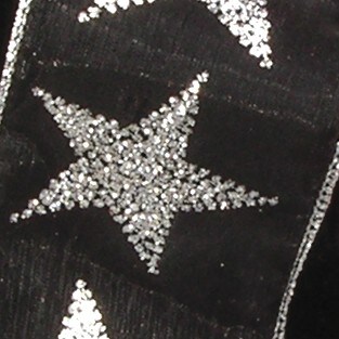 The Ribbon People Metallic Sheer Black and Silver Sparkling Stars Wired Craft Ribbons 2.5&#x22; x 40 Yards