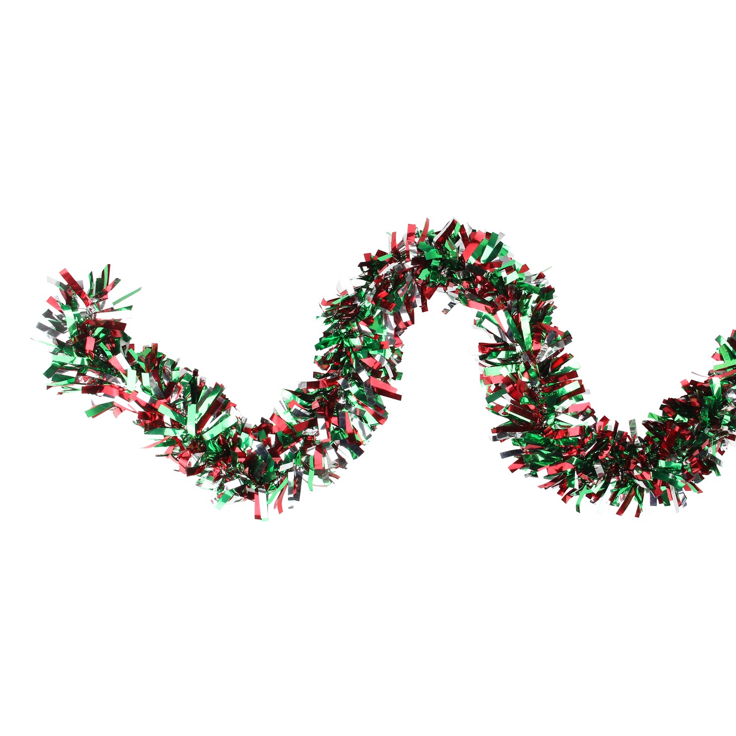 Northlight Boa Wide Cut Tinsel Commercial Christmas Garland - 12&#x27; x 4&#x22; - Red and Green - Unlit