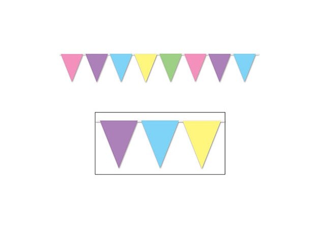 Beistle Pack of 12 All-Weather Pastel Pennant Decorative Easter Banners 12&#x27;