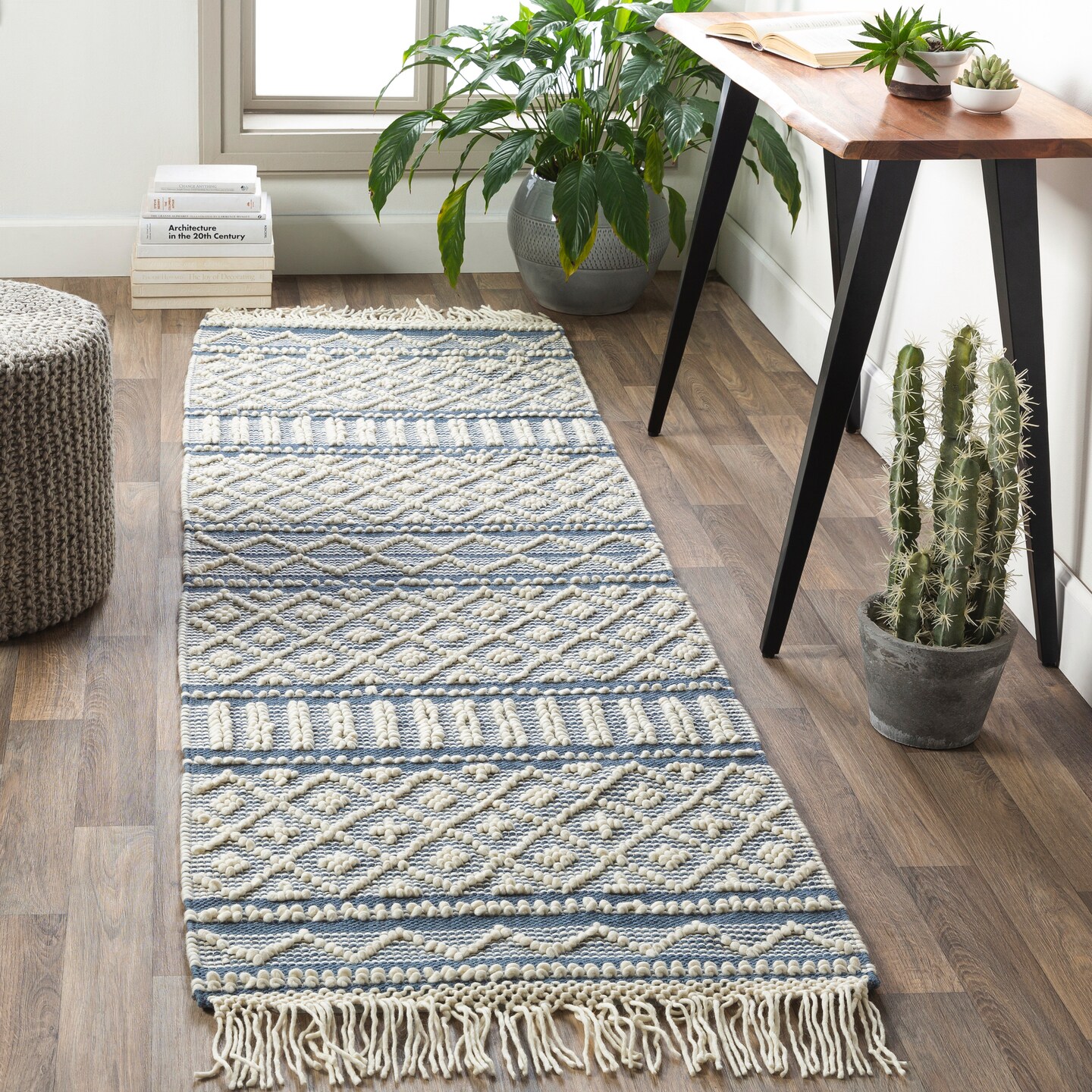 6X8 living room rugs blue denim braided rug