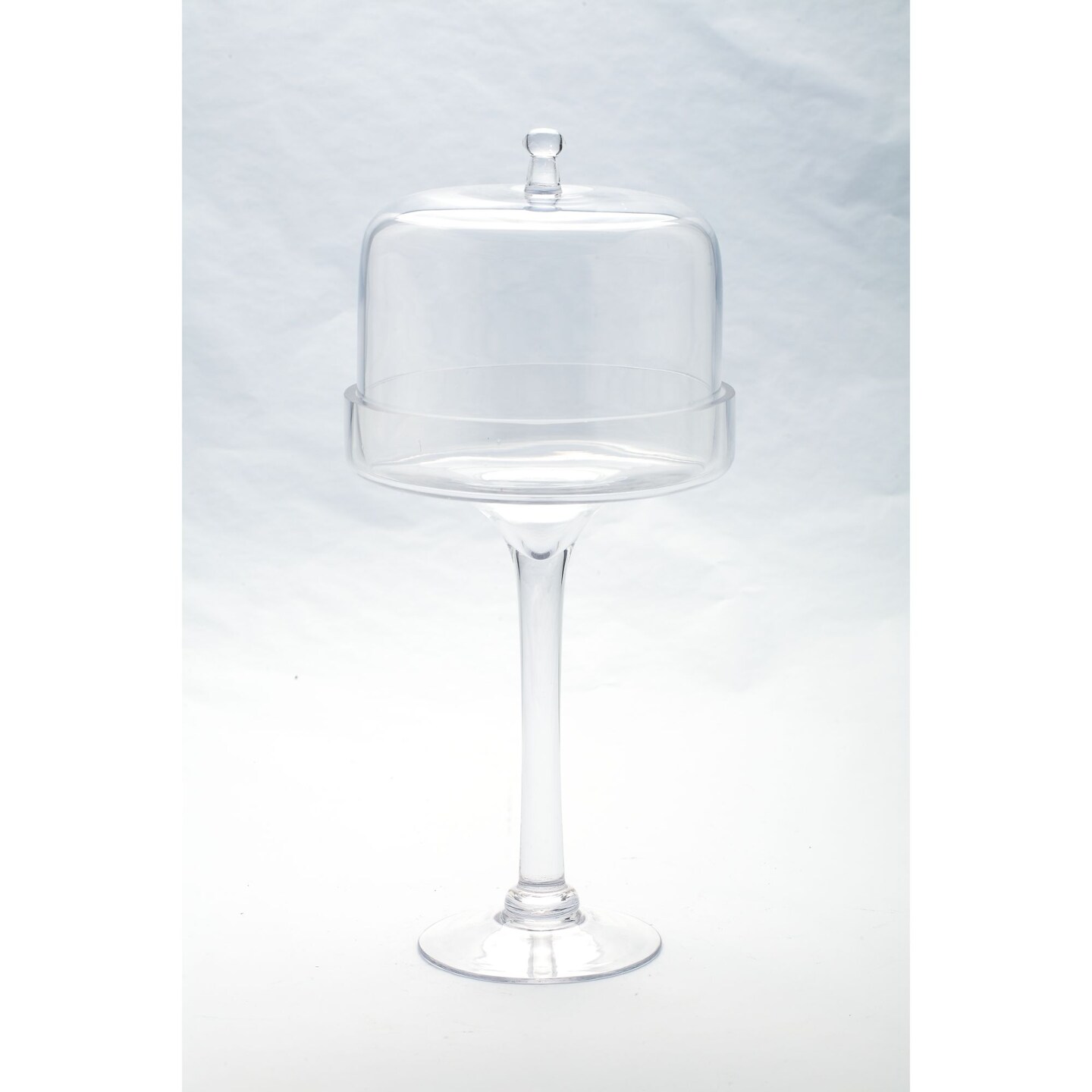 CC Home Furnishings 16" Clear Dome Hand Blown Glass Cake Stand with Lid