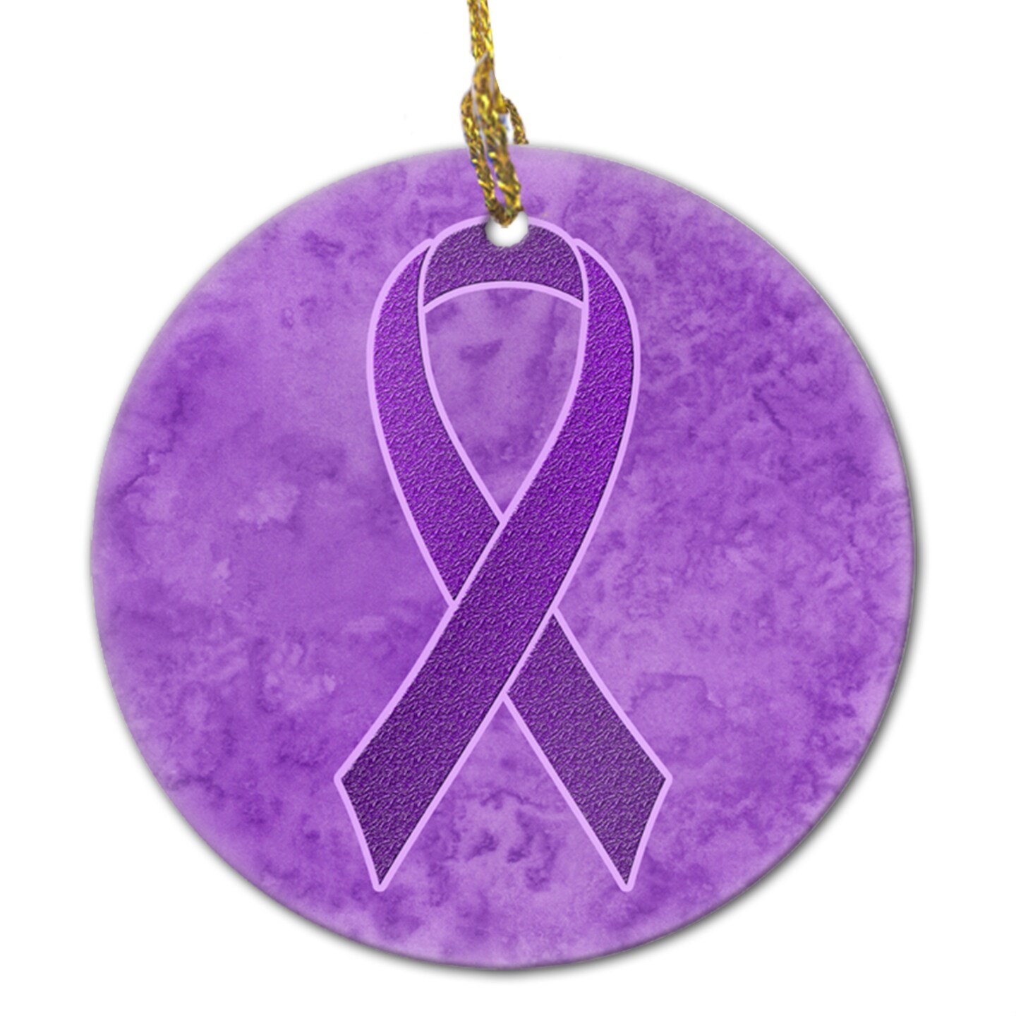 Purple Ribbon for Pancreatic and Leiomyosarcoma Cancer Awareness Ceramic Ornament AN1207CO1
