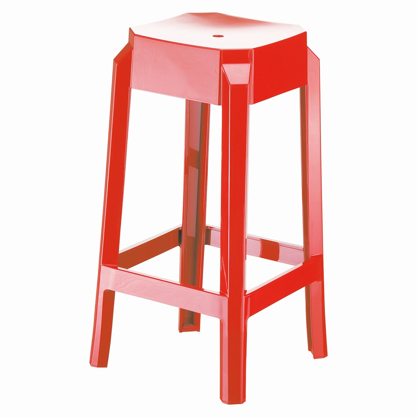 Luxury Commercial Living 25.6&#x22; Red Glossy Outdoor Patio Solid Counter Stool