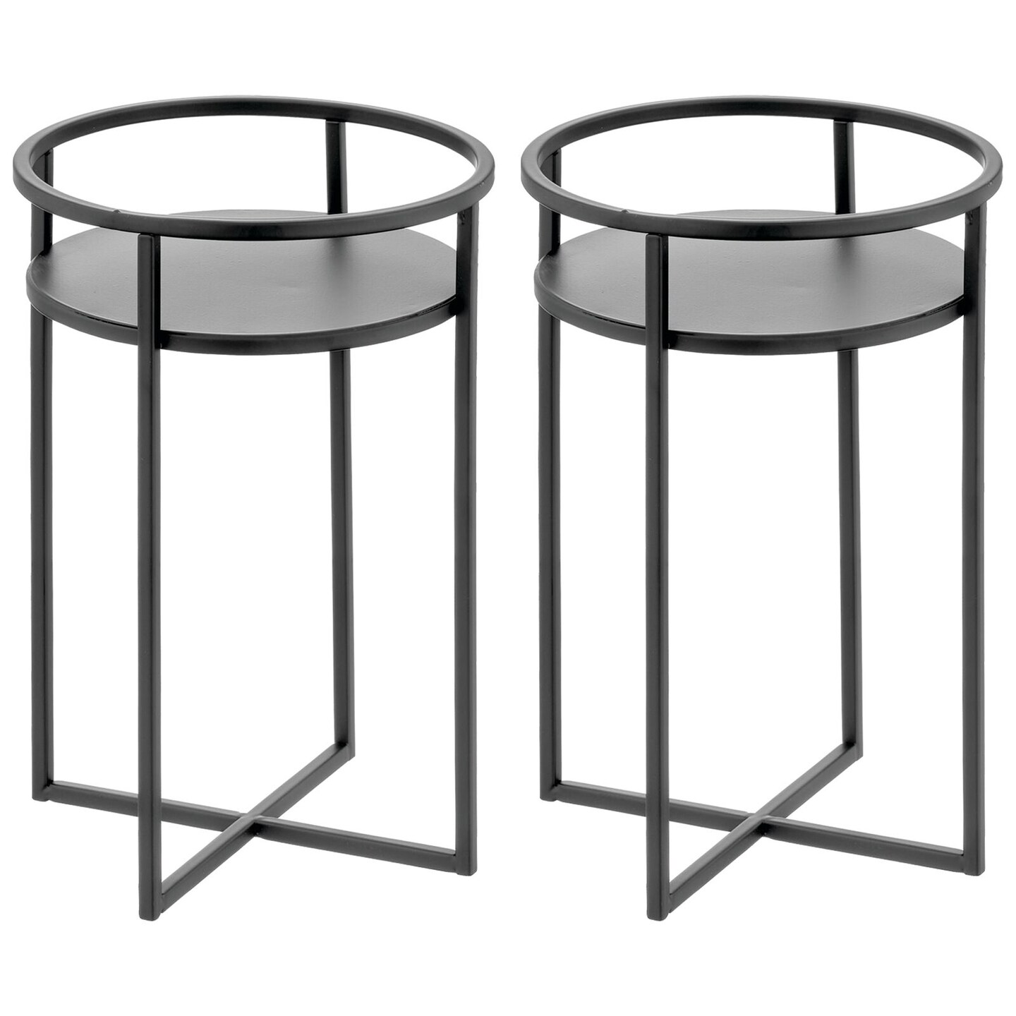 mDesign Small Metal Indoor/Outdoor Plant Stand for Flowers and Greenery
