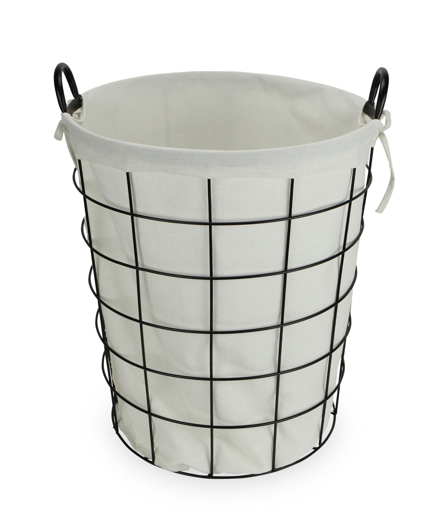 Contemporary Home Living 18.75&#x22; White and Black Lined Wire Basket with Handle