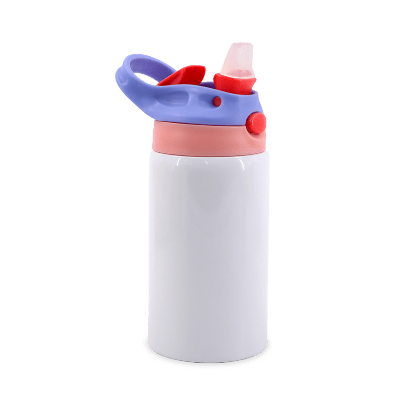 12oz Straight Stainless Steel Kids Water Bottle with Straw