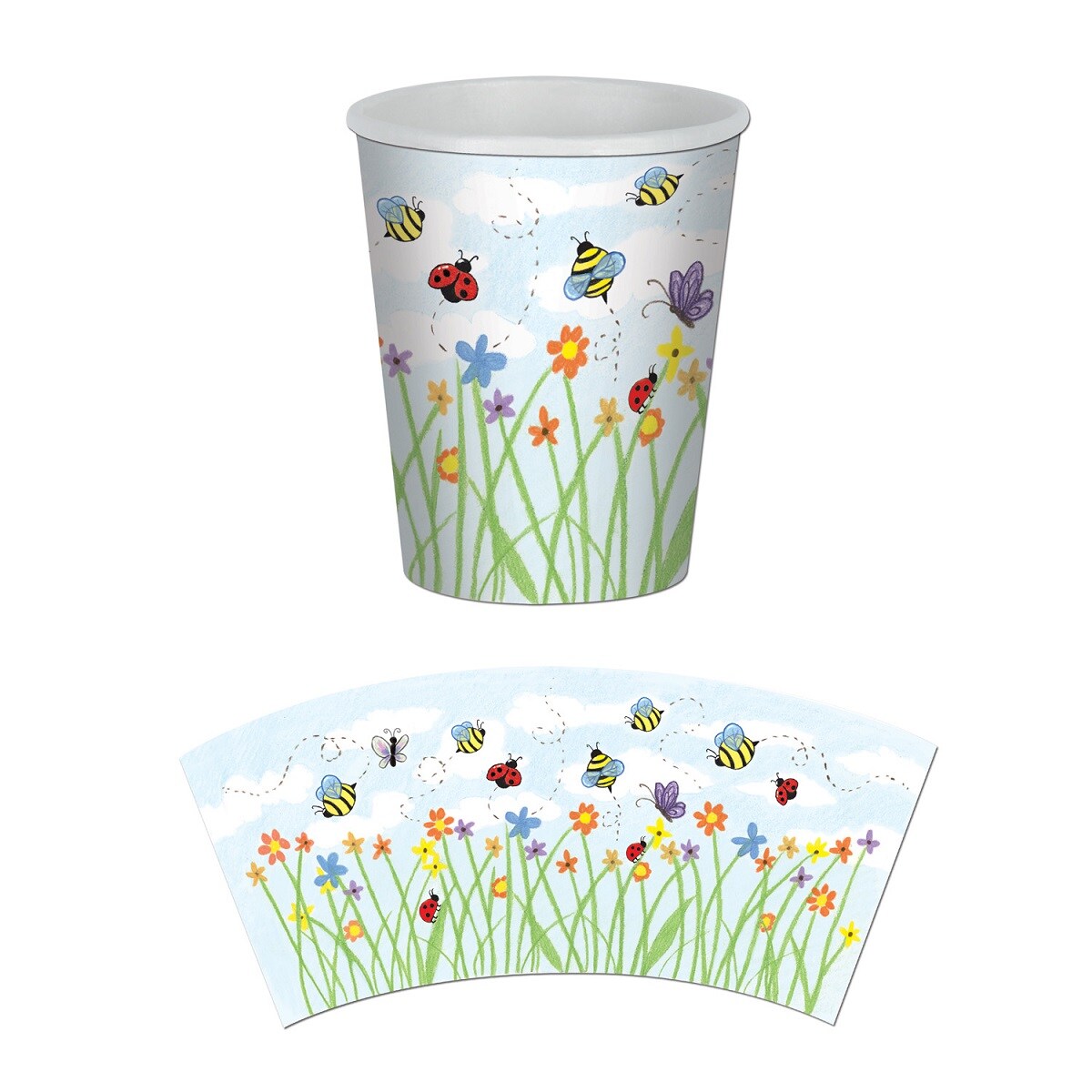 Party Central Club Pack of 96 Green and Blue Garden Disposable Paper Drinking Party Tumbler Cups 9 oz.