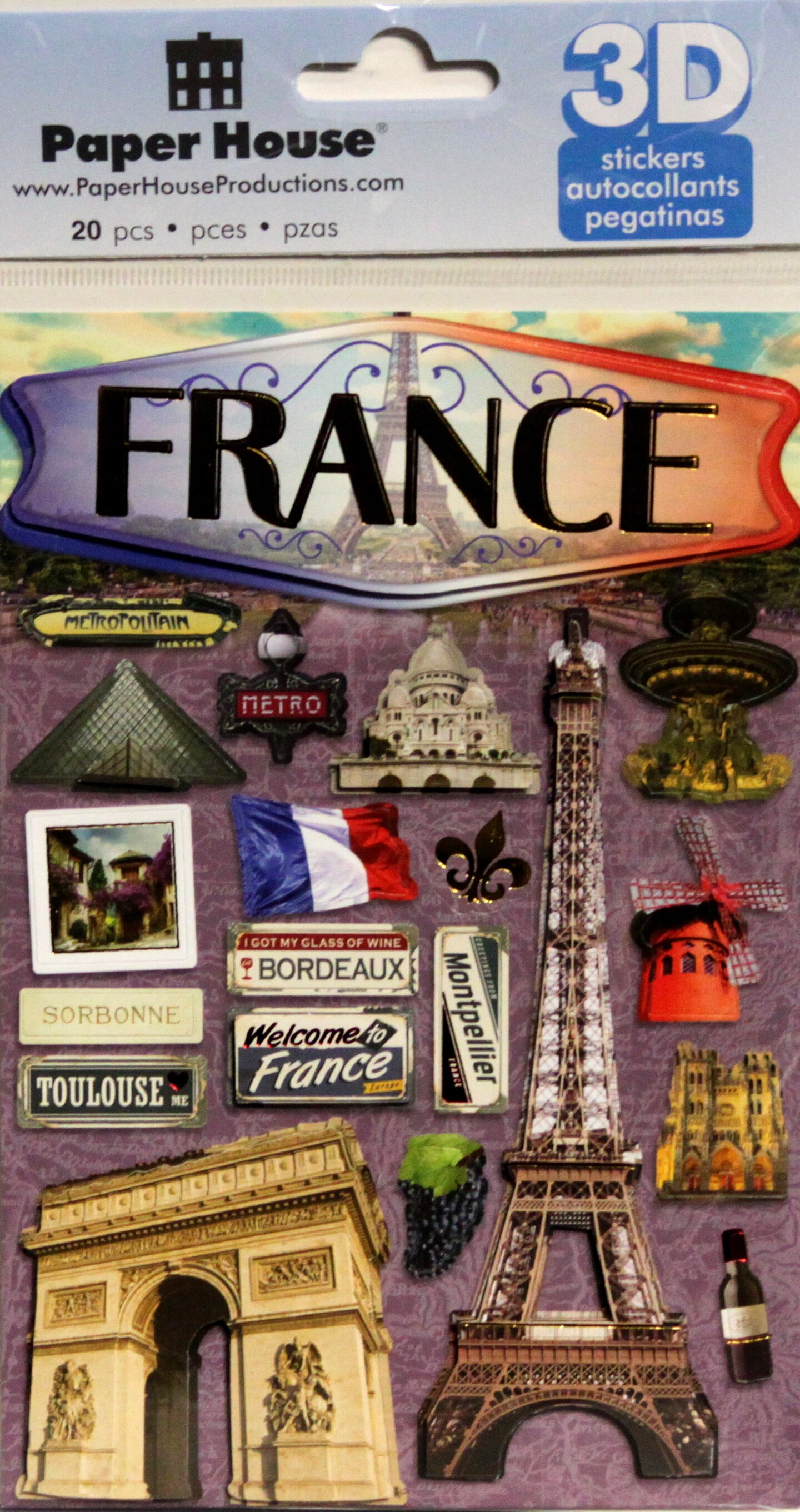 Paper House Travel France Dimensional Stickers