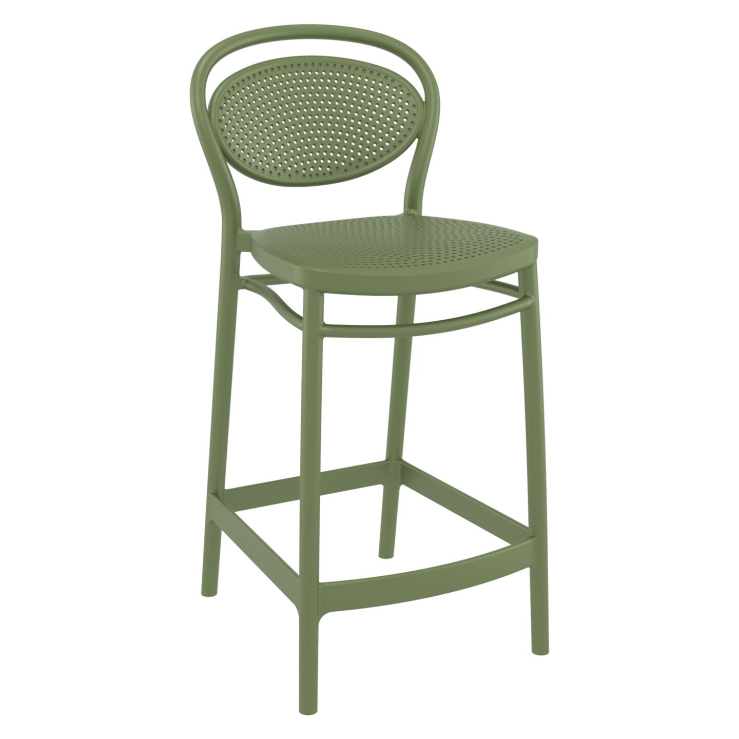Luxury Commercial Living 37.75&#x22; Olive Green Outdoor Patio Counter Stool