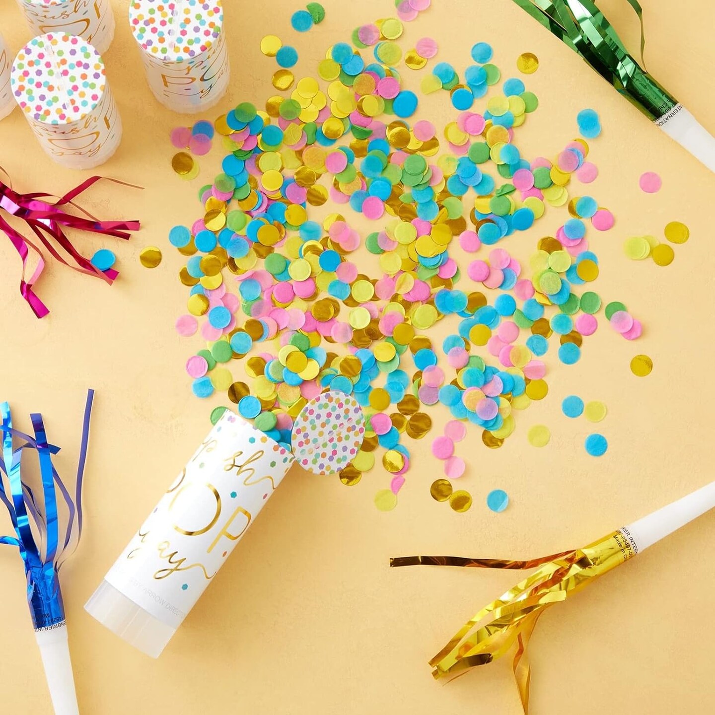 20 Pack Rainbow Confetti Shakers, Party Confetti Bulk Pack for Wedding, Bridal Shower, Graduation