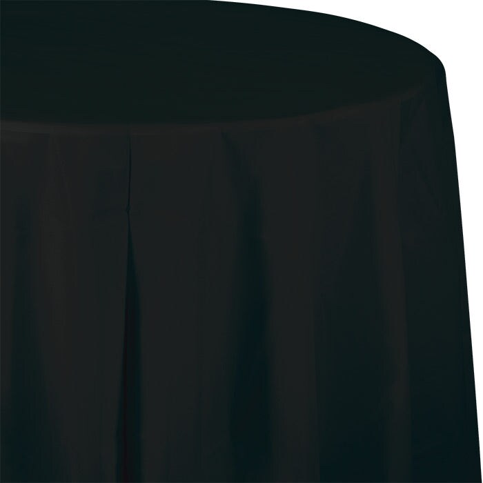 Black Velvet Round Plastic Tablecover, 82&#x22;