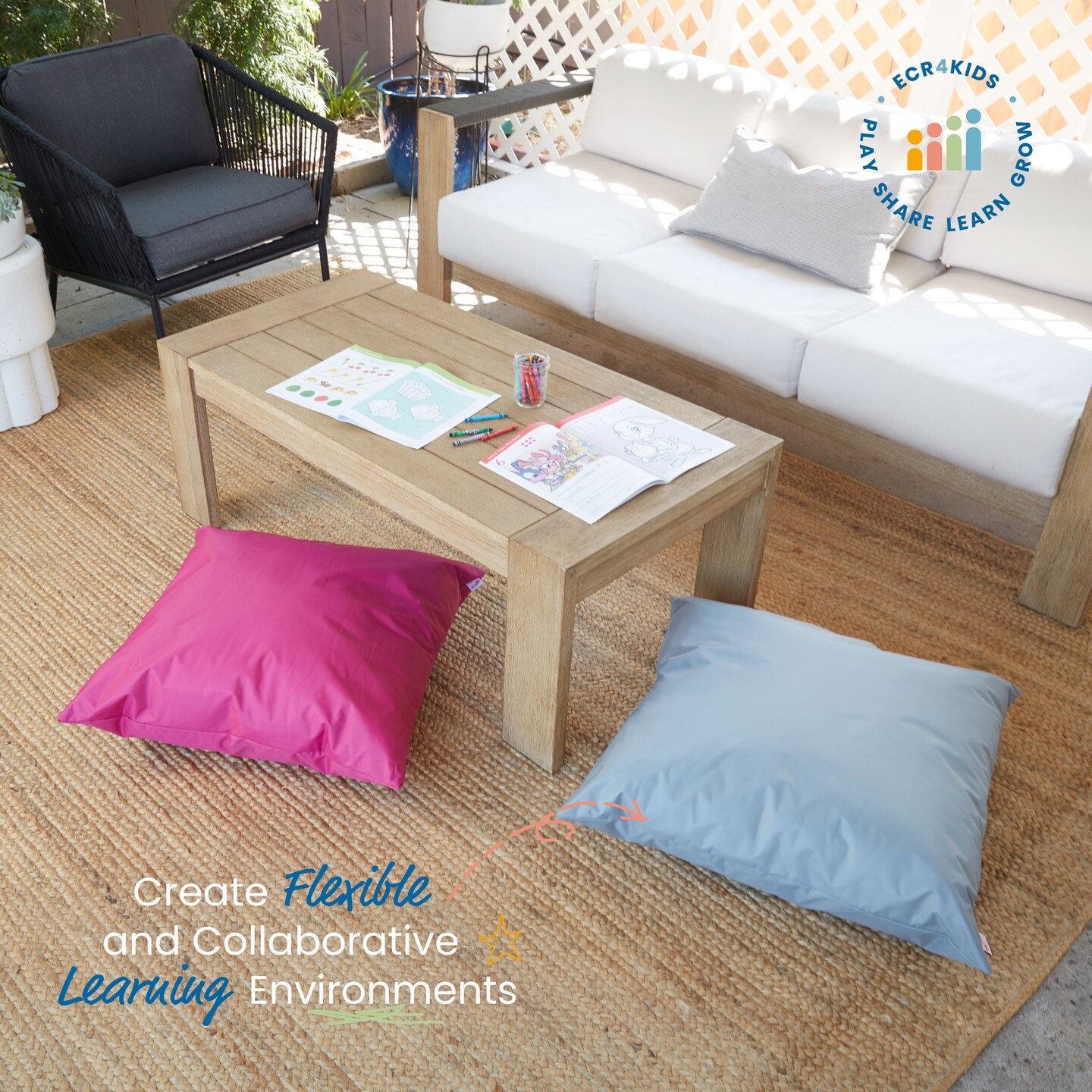 Jumbo Floor Pillow, Indoor and Outdoor Flexible Seating Cushion, 27in x 27in