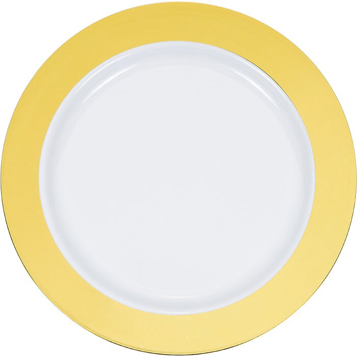 7.5&#x22; Gold Rim Plastic Plate 10ct