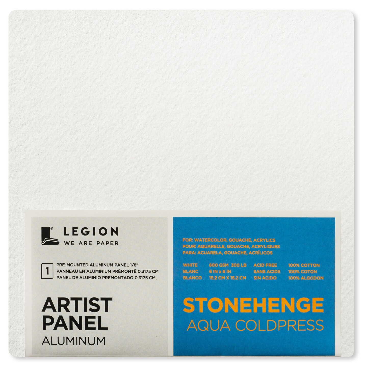Stonehenge Aqua Coldpress Pre-Mounted Aluminum Panel 6"X6"-White, For Wet Media